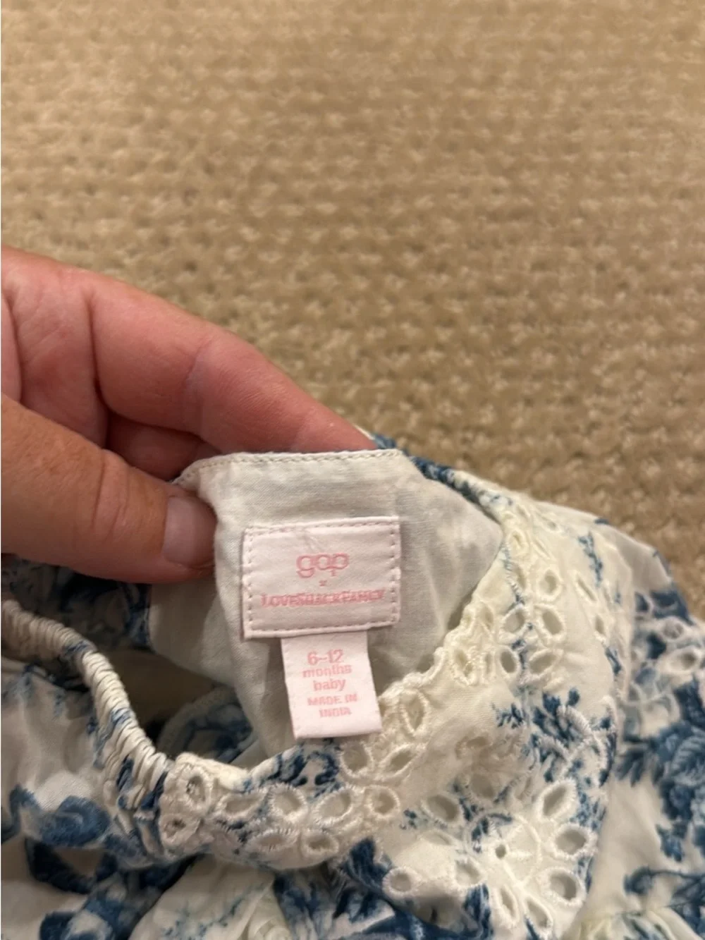 GAP White & Blue Floral Eyelet Sundress Top